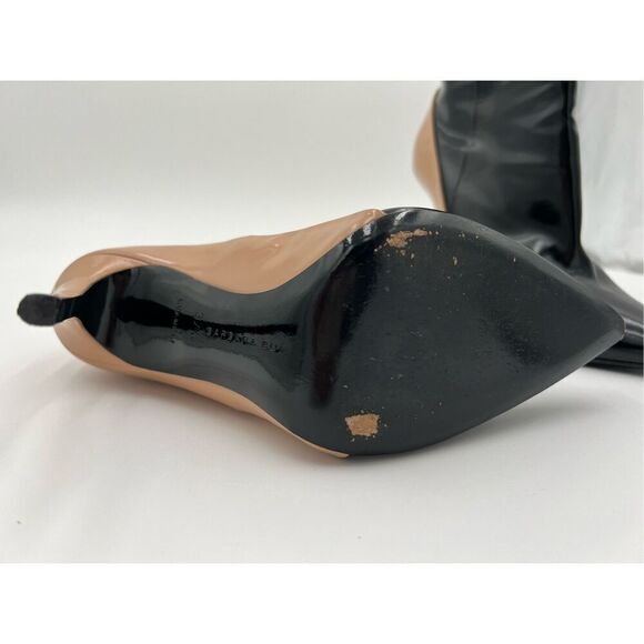 Barbara Bui Leather Color Block Ankle Stiletto Booties Black & Nude 37.5 Italy - Picture 5 of 11